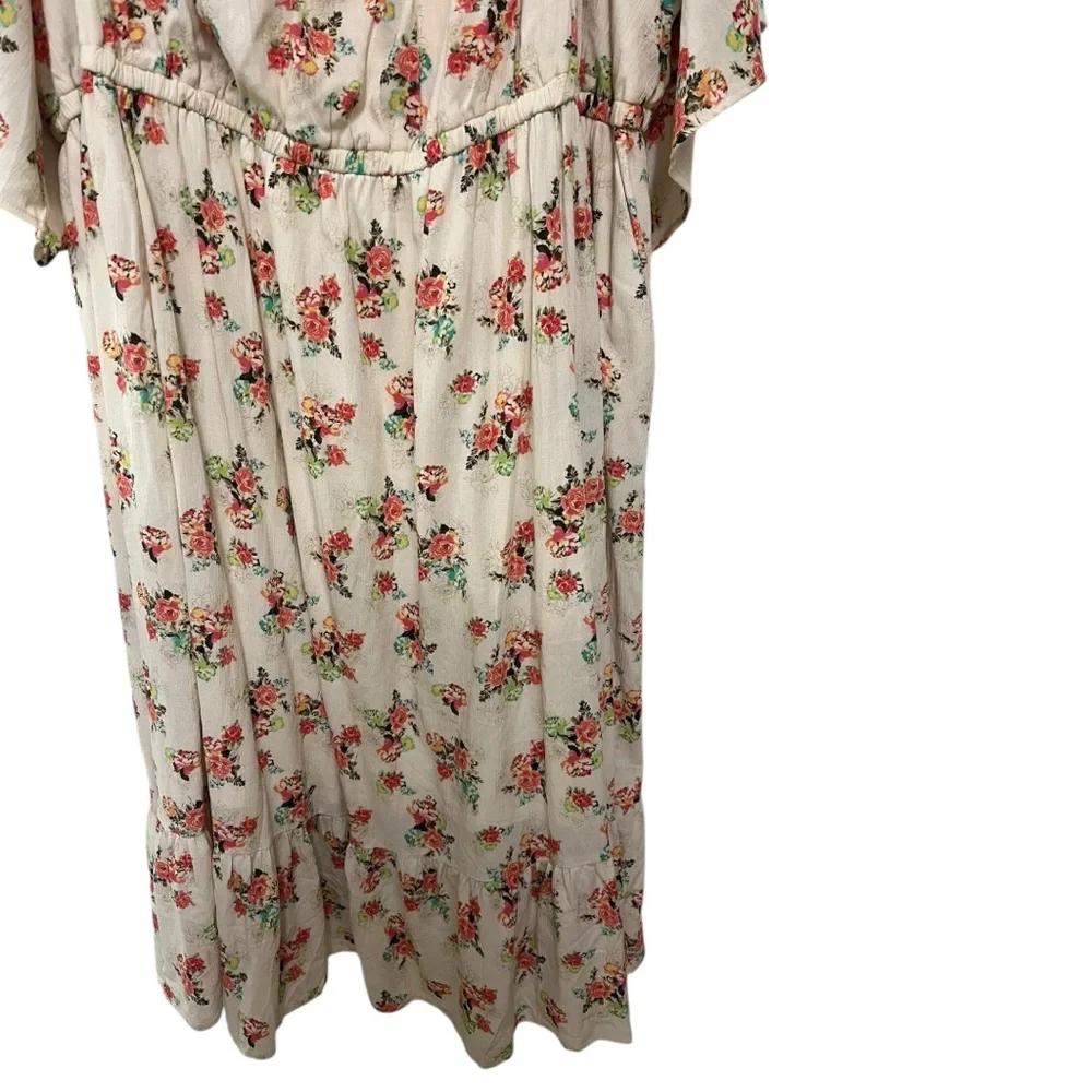 Torrid Women’s Floral Midi Length Washable Gauze Peasant Fit & Flare Dress 4